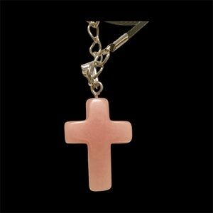 Milky Deep Pink Cross Pendant Necklace